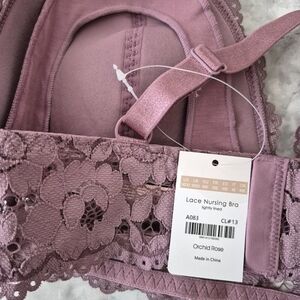Momanda Lace Plunge Nursing Bralette Orchid Rose 36DD NWT